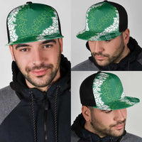 Hawaii Aloha Plumeria Lei Green Palaka Mesh Trucker Cap - Polynesian Pride