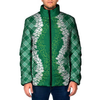 Hawaii Aloha Plumeria Lei Green Palaka Padded Jacket LT7 Men Green - Polynesian Pride