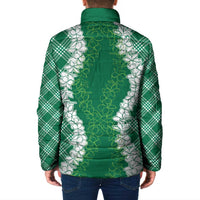 Hawaii Aloha Plumeria Lei Green Palaka Padded Jacket LT7 - Polynesian Pride