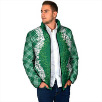 Hawaii Aloha Plumeria Lei Green Palaka Padded Jacket LT7 - Polynesian Pride