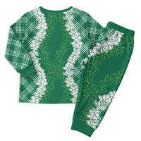 Hawaii Aloha Plumeria Lei Green Palaka Christmas Pajama Set LT7 - Polynesian Pride