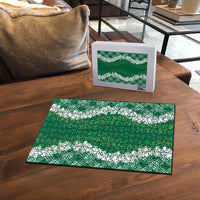 Hawaii Aloha Plumeria Lei Green Palaka Puzzle LT7 - Polynesian Pride