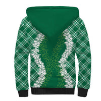 Hawaii Aloha Plumeria Lei Green Palaka Sherpa Hoodie LT7 - Polynesian Pride