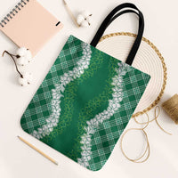 Hawaii Aloha Plumeria Lei Green Palaka Tote Bag - Polynesian Pride