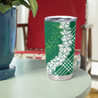 Hawaii Aloha Plumeria Lei Green Palaka Tumbler Cup - Polynesian Pride