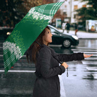 Hawaii Aloha Plumeria Lei Green Palaka Umbrella - Polynesian Pride