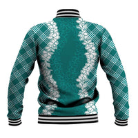 Hawaii Aloha Plumeria Lei Teal Palaka Baseball Jacket LT7 - Polynesian Pride