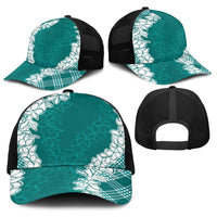 Hawaii Aloha Plumeria Lei Teal Palaka Baseball Net Cap LT7 - Polynesian Pride
