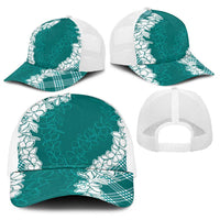 Hawaii Aloha Plumeria Lei Teal Palaka Baseball Net Cap LT7 - Polynesian Pride