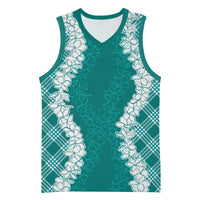 Hawaii Aloha Plumeria Lei Teal Palaka Basketball Jersey LT7 Unisex Teal - Polynesian Pride
