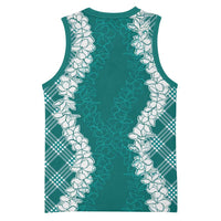Hawaii Aloha Plumeria Lei Teal Palaka Basketball Jersey LT7 - Polynesian Pride