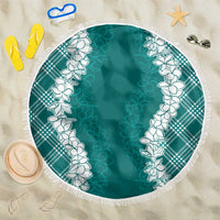 Hawaii Aloha Plumeria Lei Teal Palaka Beach Blanket LT7 One Size 150cm Teal - Polynesian Pride