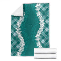 Hawaii Aloha Plumeria Lei Teal Palaka Blanket - Polynesian Pride