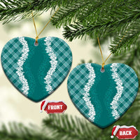 Hawaii Aloha Plumeria Lei Teal Palaka Ceramic Ornament - Polynesian Pride