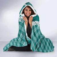 Hawaii Aloha Plumeria Lei Teal Palaka Hooded Blanket - Polynesian Pride