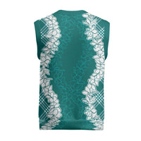 Hawaii Aloha Plumeria Lei Teal Palaka Christmas Knitted V-Neck Vest LT7 - Polynesian Pride