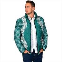 Hawaii Aloha Plumeria Lei Teal Palaka Padded Jacket LT7 - Polynesian Pride