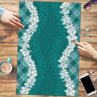 Hawaii Aloha Plumeria Lei Teal Palaka Puzzle LT7 Teal - Polynesian Pride