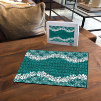 Hawaii Aloha Plumeria Lei Teal Palaka Puzzle LT7 - Polynesian Pride