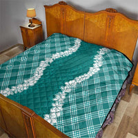 Hawaii Aloha Plumeria Lei Teal Palaka Quilt - Polynesian Pride