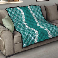 Hawaii Aloha Plumeria Lei Teal Palaka Quilt - Polynesian Pride