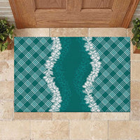 Hawaii Aloha Plumeria Lei Teal Palaka Rubber Doormat LT7 Teal - Polynesian Pride