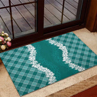Hawaii Aloha Plumeria Lei Teal Palaka Rubber Doormat LT7 - Polynesian Pride