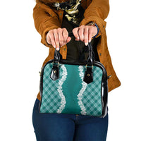 Hawaii Aloha Plumeria Lei Teal Palaka Shoulder Handbag LT7 One Size Teal - Polynesian Pride