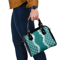 Hawaii Aloha Plumeria Lei Teal Palaka Shoulder Handbag LT7 - Polynesian Pride