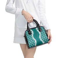 Hawaii Aloha Plumeria Lei Teal Palaka Shoulder Handbag LT7 - Polynesian Pride