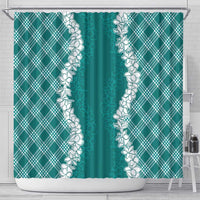 Hawaii Aloha Plumeria Lei Teal Palaka Shower Curtain - Polynesian Pride