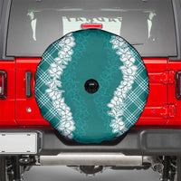 Hawaii Aloha Plumeria Lei Teal Palaka Spare Tire Cover - Polynesian Pride