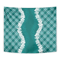 Hawaii Aloha Plumeria Lei Teal Palaka Tapestry - Polynesian Pride