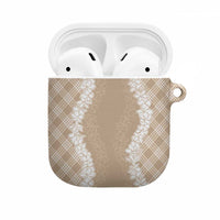 Hawaii Aloha Plumeria Lei Beige Palaka AirPods Case LT7 Beige - Polynesian Pride
