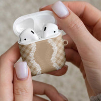 Hawaii Aloha Plumeria Lei Beige Palaka AirPods Case LT7 - Polynesian Pride