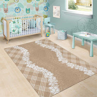 Hawaii Aloha Plumeria Lei Beige Palaka Area Rug - Polynesian Pride