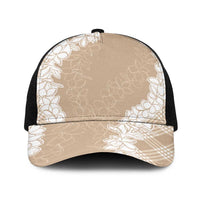 Hawaii Aloha Plumeria Lei Beige Palaka Baseball Net Cap LT7 One Size Black Beige - Polynesian Pride