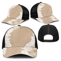 Hawaii Aloha Plumeria Lei Beige Palaka Baseball Net Cap LT7 - Polynesian Pride