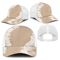 Hawaii Aloha Plumeria Lei Beige Palaka Baseball Net Cap LT7 - Polynesian Pride