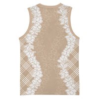 Hawaii Aloha Plumeria Lei Beige Palaka Basketball Jersey - Polynesian Pride