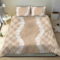 Hawaii Aloha Plumeria Lei Beige Palaka Bedding Set - Polynesian Pride