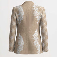 Hawaii Aloha Plumeria Lei Beige Palaka Blazer - Polynesian Pride