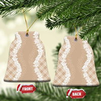 Hawaii Aloha Plumeria Lei Beige Palaka Ceramic Ornament - Polynesian Pride