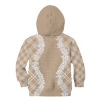 Hawaii Aloha Plumeria Lei Beige Palaka Kid Hoodie - Polynesian Pride