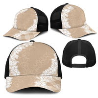 Hawaii Aloha Plumeria Lei Beige Palaka Mesh Trucker Cap LT7 - Polynesian Pride
