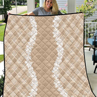 Hawaii Aloha Plumeria Lei Beige Palaka Quilt - Polynesian Pride