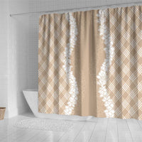 Hawaii Aloha Plumeria Lei Beige Palaka Shower Curtain - Polynesian Pride