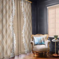 Hawaii Aloha Plumeria Lei Beige Palaka Window Curtain - Polynesian Pride