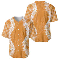 Hawaii Aloha Plumeria Lei Orange Palaka Baseball Jersey - Polynesian Pride