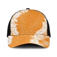 Hawaii Aloha Plumeria Lei Orange Palaka Baseball Net Cap LT7 One Size Black Orange - Polynesian Pride